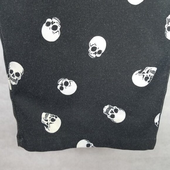 Hot Topic Skull Print Pants Women's 4XL Tapered Leg Charcoal White Ankle Jeans - Picture 6 of 16